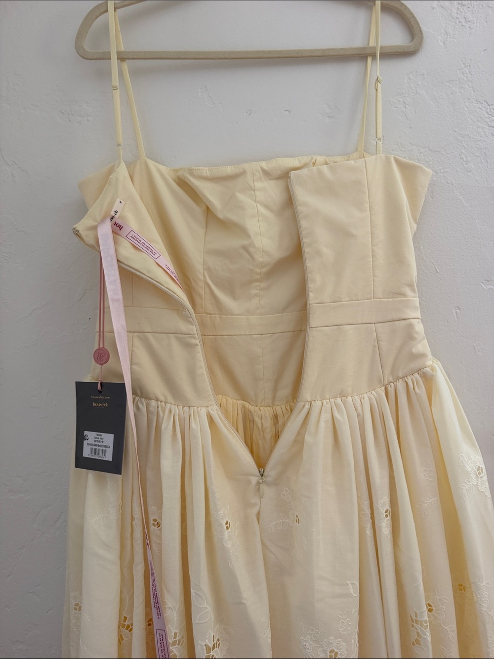 House of CB Yellow Lace Midi Dress with Spaghetti Straps - Picture 3 of 9